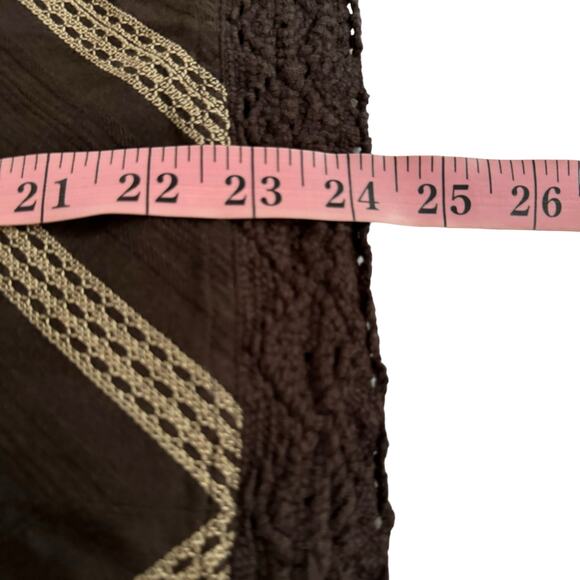 Ann Taylor Brown Chevron Crochet Lace Hem Skirt - Picture 8 of 8